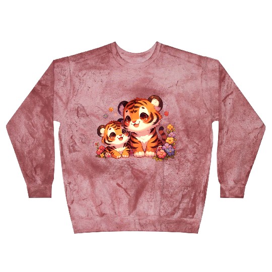 Adorable Tiger Cubs Surrounded By Flowers Blast Sweatshirts
