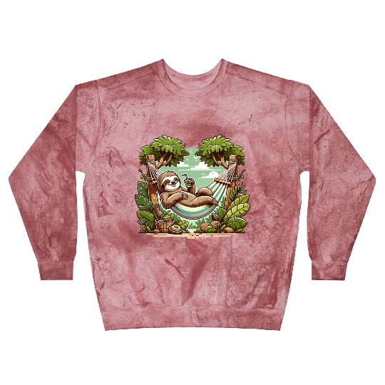 Relaxing Sloth In Hammock Under Palm Trees Blast Sweatshirts