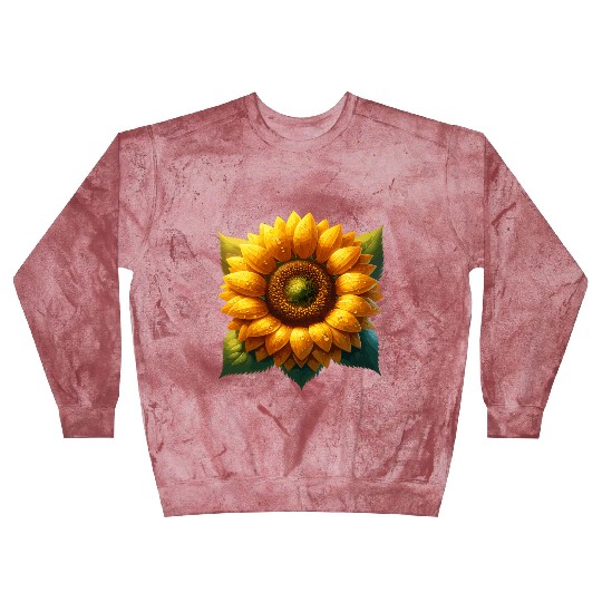 Vibrant Sunflower With Dew Drops Blast Sweatshirts