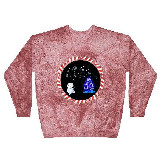 Festive Christmas Illuminated Tree with Snowman Blast Sweatshirts