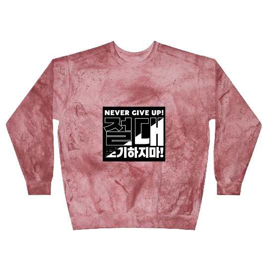 Bold "Never Give Up" Korean Typography Design Blast Sweatshirts