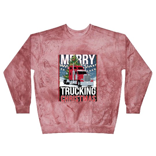 Merry Trucking Christmas Festive Semi-Truck Card Blast Sweatshirts