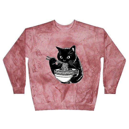 Cat Eating Ramen Noodles Japanese Funny Blast Sweatshirts
