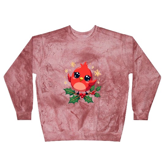 Elegant Christmas Cardinal on Holly Branch Blast Sweatshirts