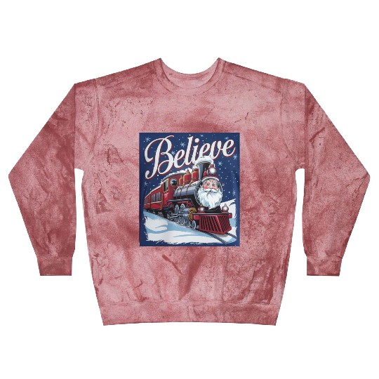 Believe Train North Pole Xmas Santa Claus Christma Blast Sweatshirts
