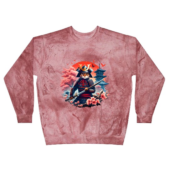 Samurai Cat Graphic Warrior Vintage Japanese Anime Blast Sweatshirts