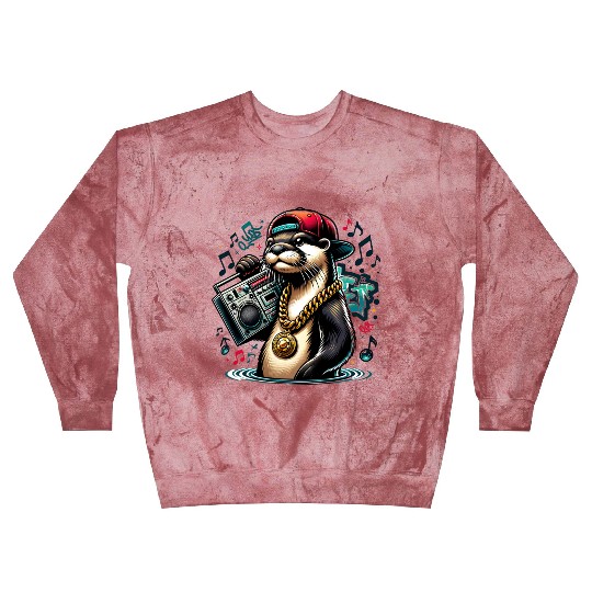 Hip Hop Otter with Boombox and Gold Chain Blast Sweatshirts