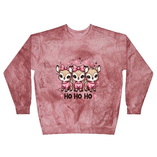 Ho Ho Ho Christmas Cute Baby Deer Blast Sweatshirts