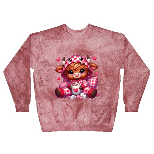 Cute cartoon valentines highland cow Blast Sweatshirts