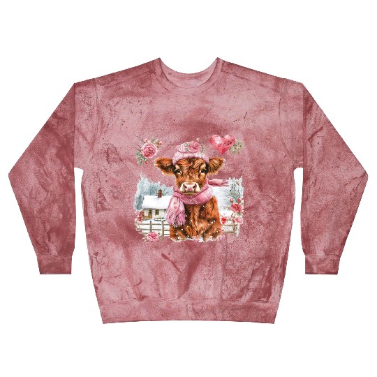 Cute Highland Cow Valentines Day Blast Sweatshirts