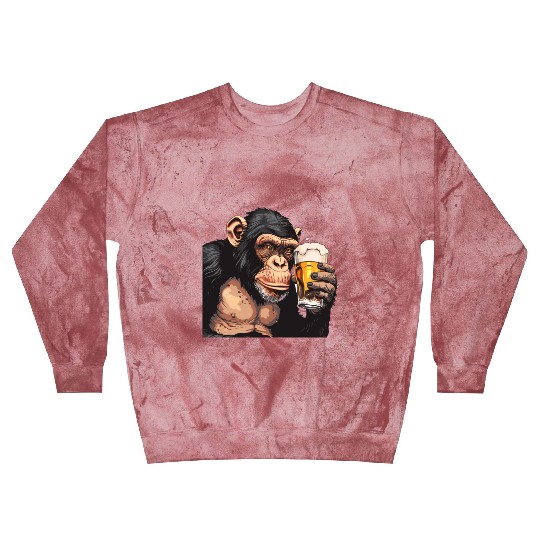Cute Chimpanzee Drinking Beer 2 Blast Sweatshirts
