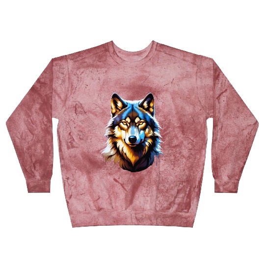 Isolated Lone Wolf Head Ink Design Blast Sweatshirts