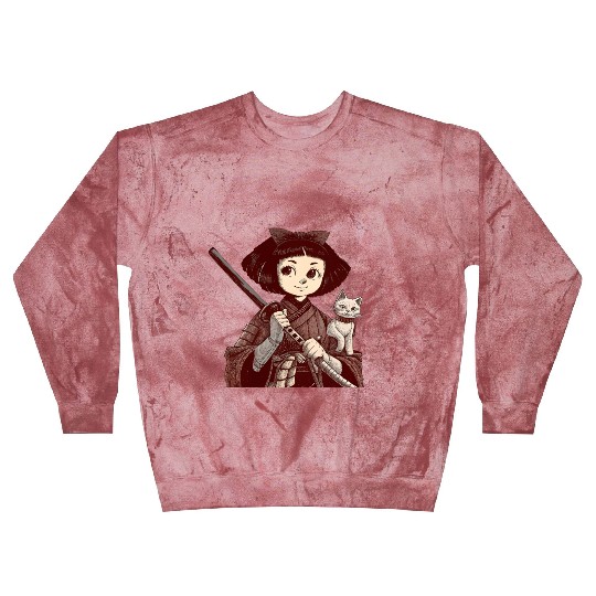 Chibi Samurai Warrior Cat Companion & Blossoms Blast Sweatshirts