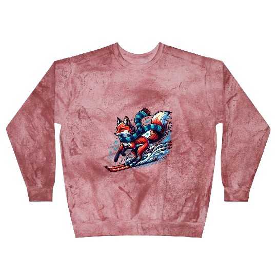 Fox Skiing Adventure in Winter Wonderland Blast Sweatshirts