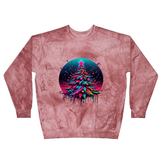 Neon Graffiti Christmas Tree with Bold Spray Paint Blast Sweatshirts