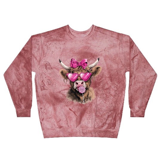 Highland Cow Valentines, Valentines Day, Retro Blast Sweatshirts