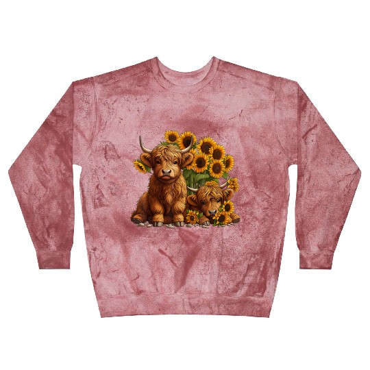 Cute Scottish Highland Cow Sunflower Farmer Blast Sweatshirts