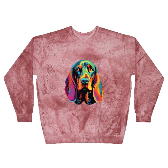 Watercolor Colorful Black And Tan Coonhound Blast Sweatshirts