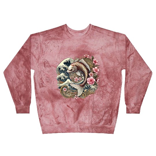 Elegant Koi Fish and Cherry Blossom Design Blast Sweatshirts