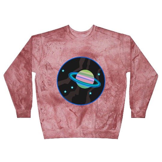 Space Stars and Planet (green and pink) Blast Sweatshirts