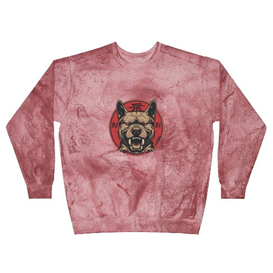 Fierce Dog Head with Red Circle and Fangs Blast Sweatshirts