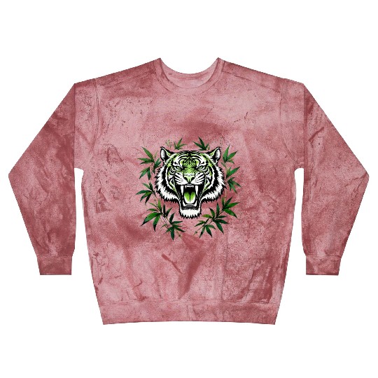 Fierce Green Tiger with Bamboo Branches Blast Sweatshirts