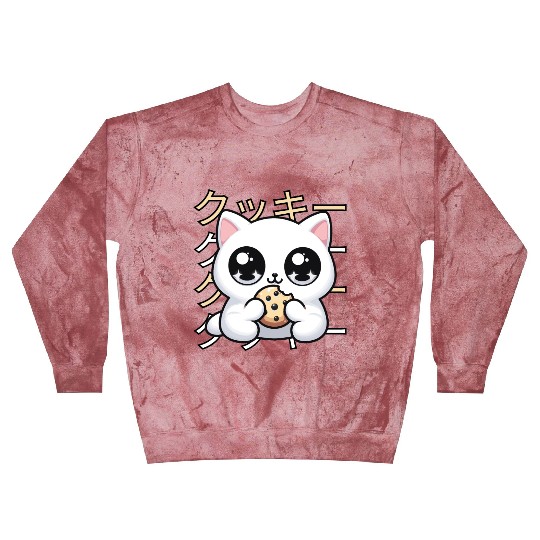 Cute Cat Japanese Kawaii Anime Cat with Cookie Blast Sweatshirts