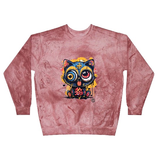 Psycho Lucky Cat – Glitch Meow Madness Blast Sweatshirts