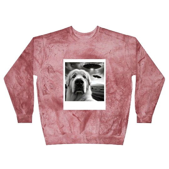 Great Pyrenees Funny Graphic Selfie with UFOs Weir Blast Sweatshirts