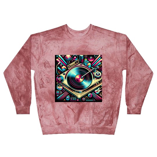 Retro Neon Turntable Vibes Blast Sweatshirts