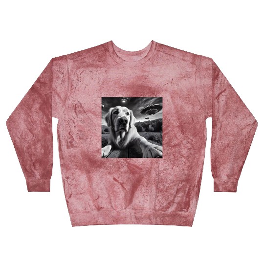 Golden Retriever Funny Graphic Selfie with UFOs We Blast Sweatshirts