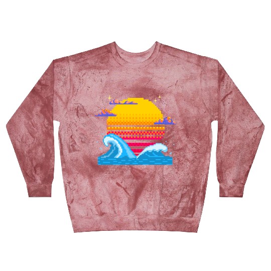 Pixel Sunset Horizon Blast Sweatshirts