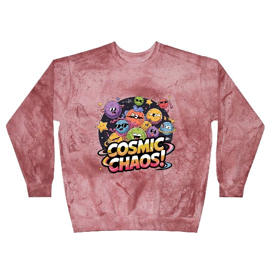 Chaotic Cartoonish Galaxy with Whimsical Character Blast Sweatshirts