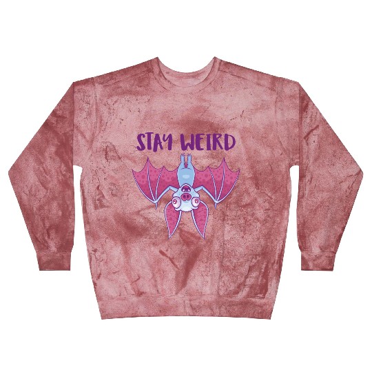 Stay Weird Quirky Albino Vampire Bat Cartoon Blast Sweatshirts