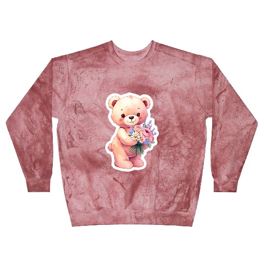 Teddy bear with bouquet of flowers Blast Sweatshirts