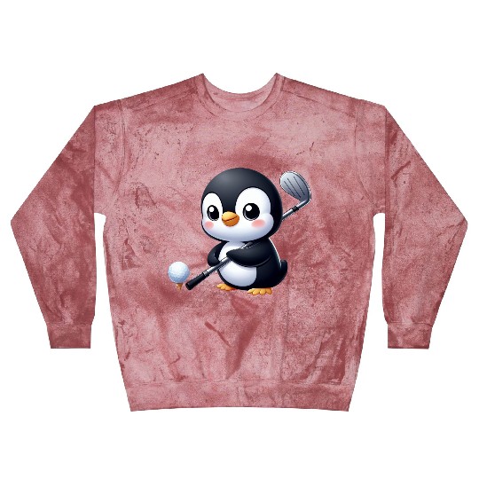 Cute Penguin Golfer Cartoon Quirky Funny Blast Sweatshirts