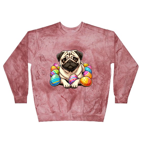 Cute Pug Easter Egg Cartoon Relax Chill Blast Sweatshirts