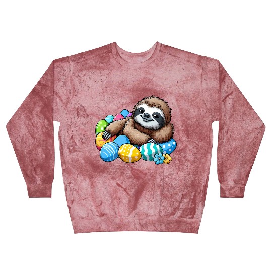 Cute Sloth Easter Egg Cartoon Chilling Blast Sweatshirts