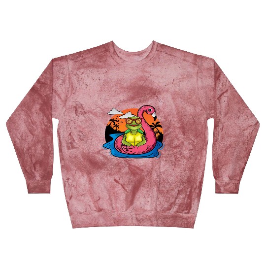 Funny Sea Turtle Swimming Flamingo Pool Sea Turtle Blast Sweatshirts