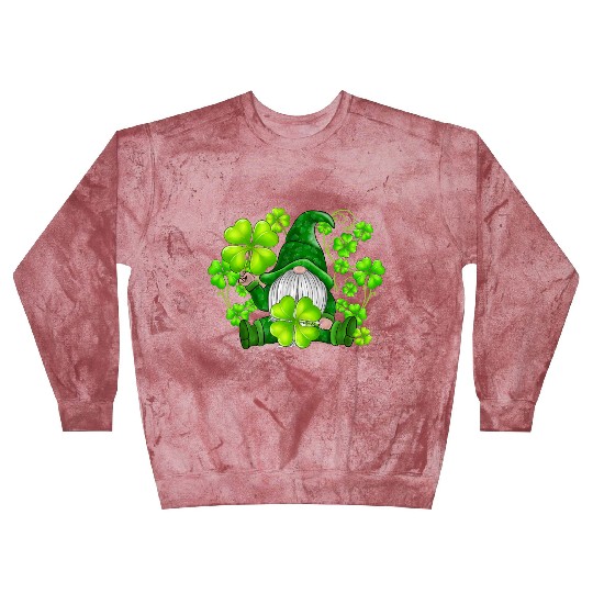 Gnome Tie Dye Shamrock Clover St Patricks Day Blast Sweatshirts