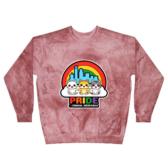 Pride of Omaha City Nebraska USA Rainbow Flag Blast Sweatshirts