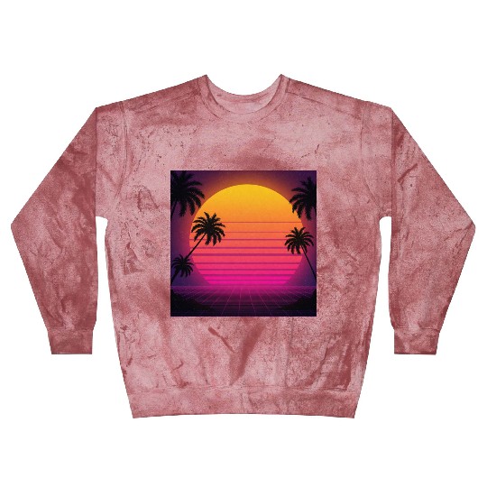 Retro Sunset with Palm Trees Blast Sweatshirts
