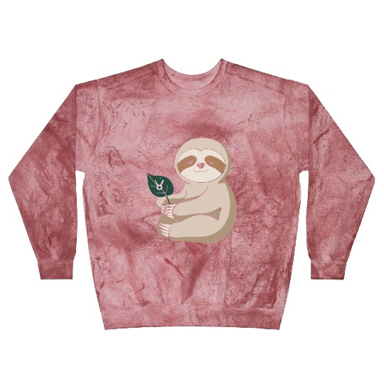 Taurus Zodiac Sloth Holding Leaf Blast Sweatshirts