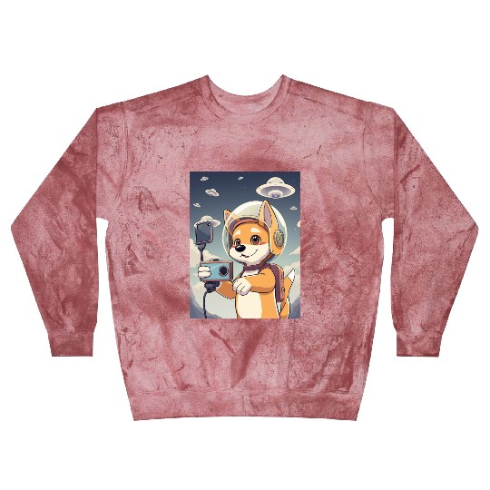 Funny Dog Rescue Anime Selfie with UFOs Weird Blast Sweatshirts