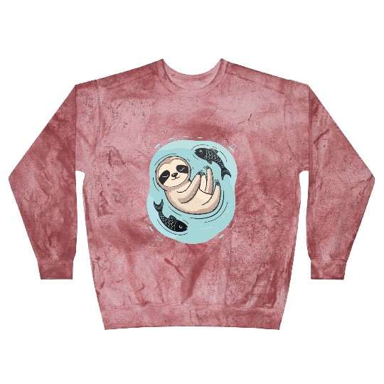 Pisces Zodiac Sloth Relaxing with Fish Dreams Blast Sweatshirts
