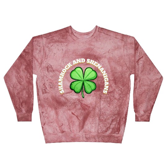 Shamrock and Sheninanigans 4-Leaf Clover Graphic Blast Sweatshirts