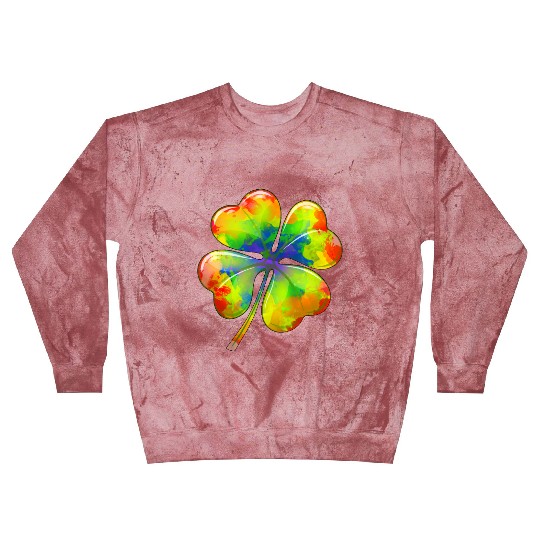Tie Dye Shamrock Lucky Four Leaf Clover St Patrick Blast Sweatshirts