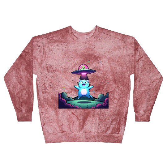 Alien Cat Abduction Art Blast Sweatshirts
