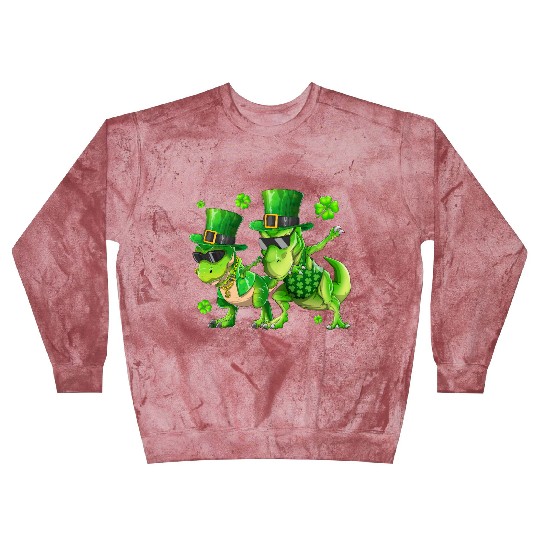 Happy St Patricks Day Dinosaur T-rex Dabbing Blast Sweatshirts