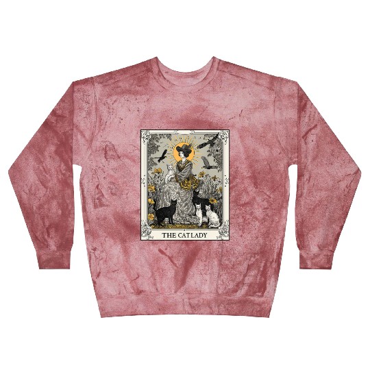 The Cat Lady Tarot Card Vintage Gothic Cat Mom Blast Sweatshirts